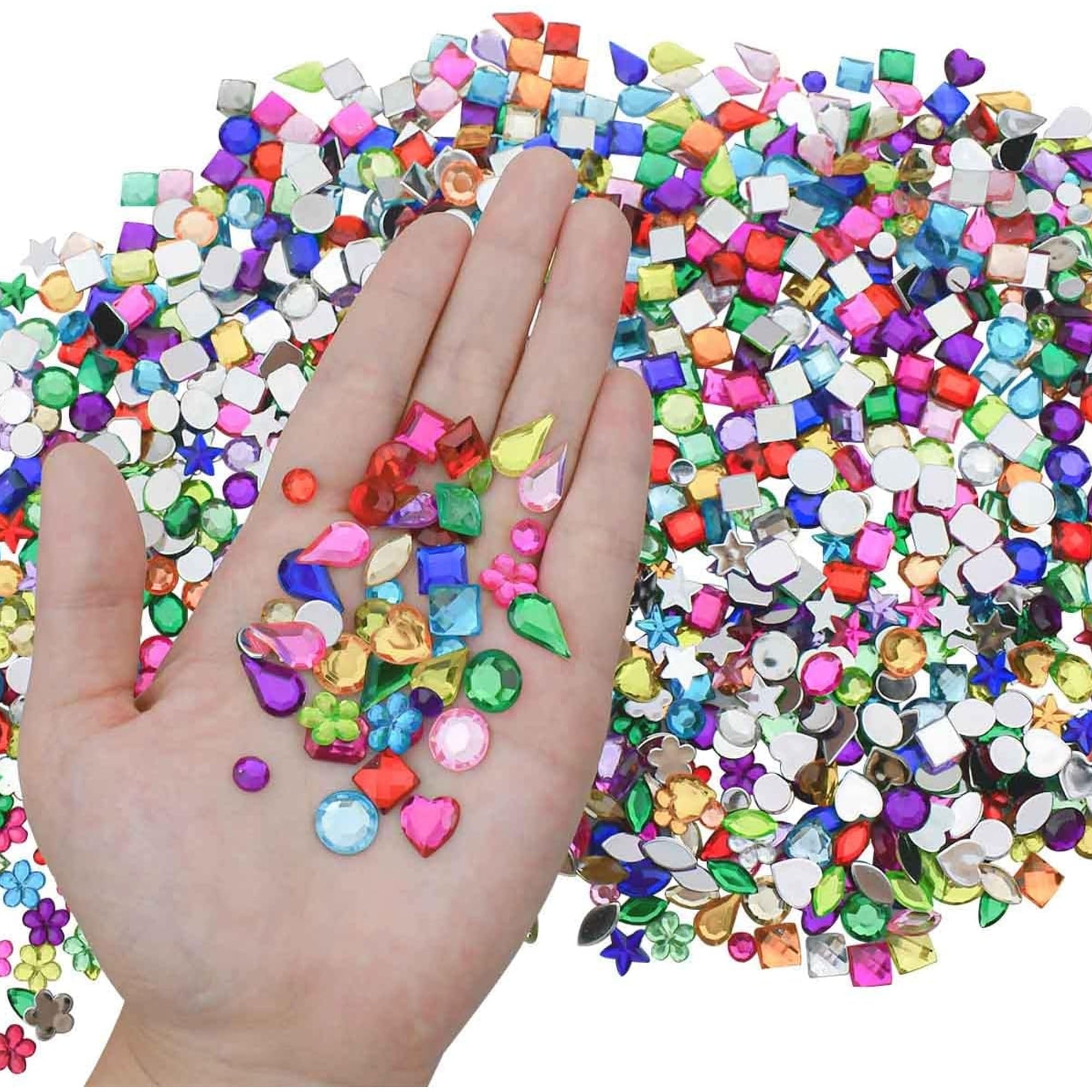 1200 Pack Acrylic Flatback Rhinestones Jewels Craft Gems Jewels Crafts Gemstone Pirate Treasure Jewels Jewels Stickers Rhinestones Party Arts Decoration for Kids Colorful Bling Crystal (12 Shapes)