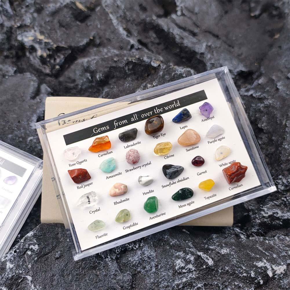 15/24 pcs Rock Gems In Collection Box Crystal Natural Mineral Gift DIY йд аτ ◇у 9CT1