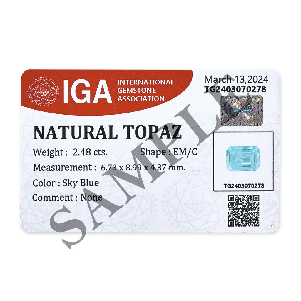Certified Real 2 Carat Sky Blue Topaz Emerald Shape Step Cut 8x6 mm Loose Gemstone December Birthstone