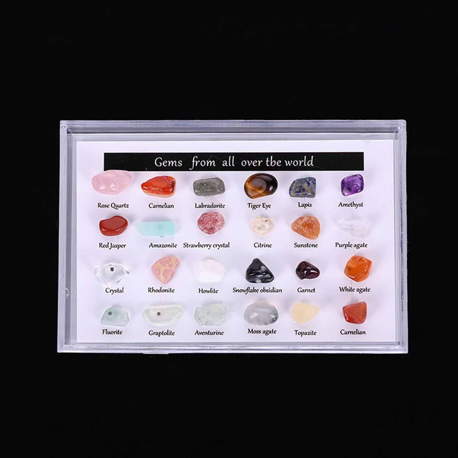 CasaChic 24-Kind Natural Crystal & Agate Specimens, Healing Energy Stones Decor, Semi-Precious Gemstone Collection for Home, Office & Spiritual Wellness