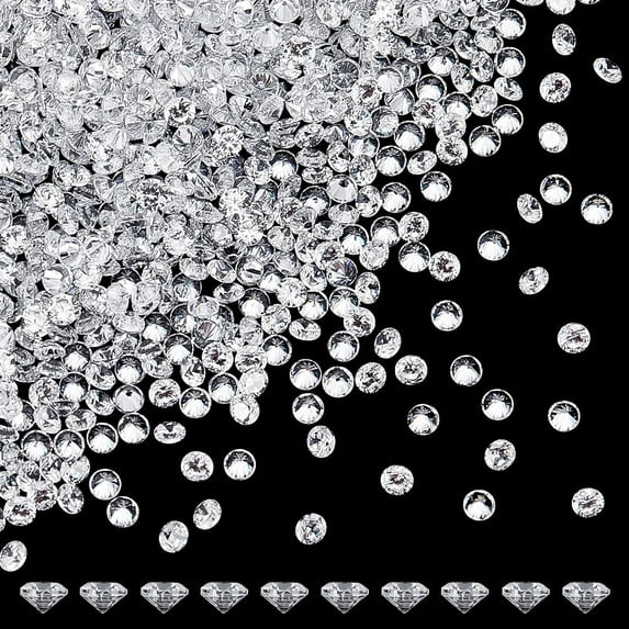 1500Pcs Tiny Cubic Zirconia Faceted Rhinestone Cabochons 2mm Grade A Clear Pointed Back Cabochons Diamond Small Loose Stone Gems for DIY handcrafting