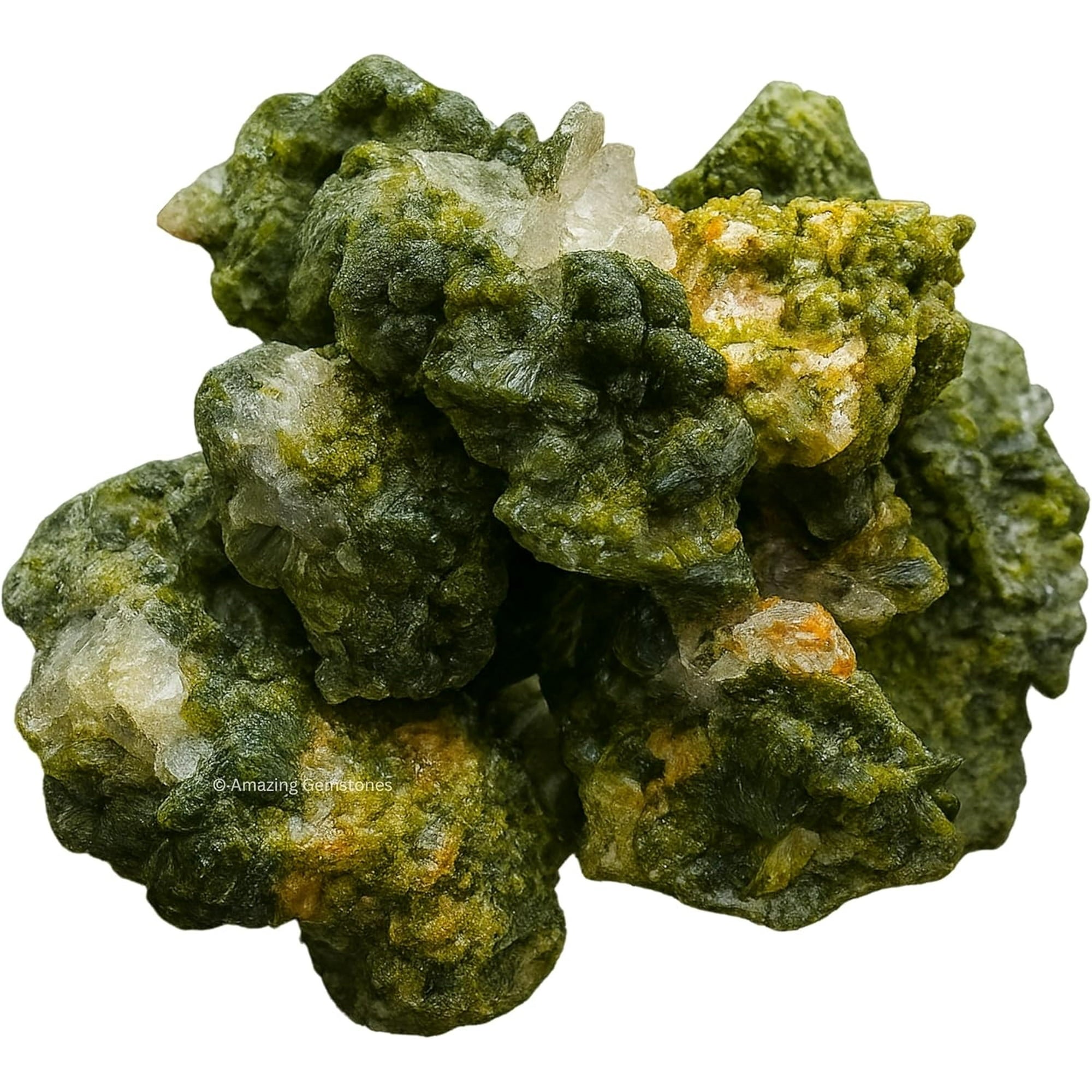 Epidote Crystals and Healing Stones Mineral Specimen - Premium Semi Precious Gem Stones for Spiritual Growth - Healing Geode Cluster for Meditation