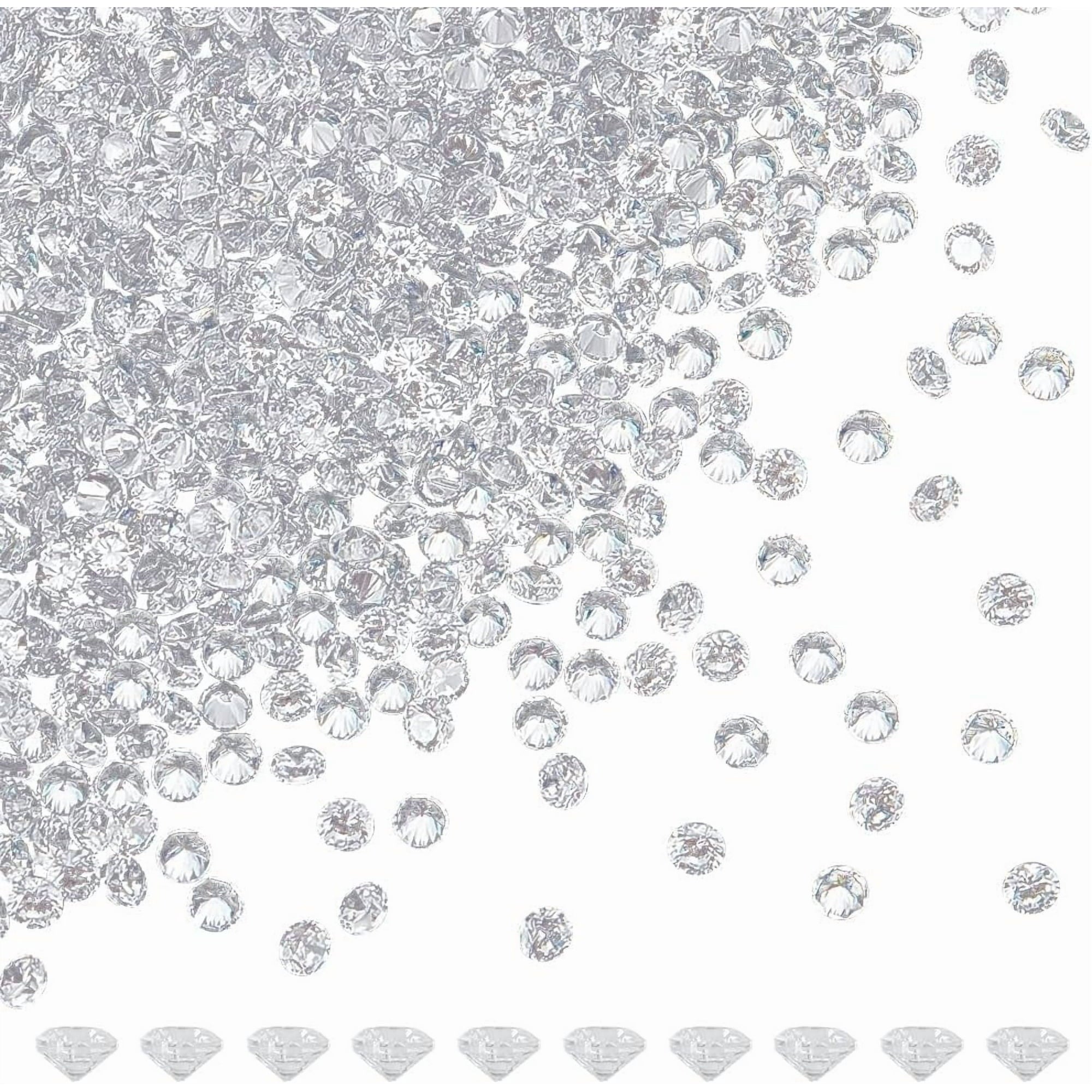 1500Pcs Tiny Cubic Zirconia Faceted Rhinestone Cabochons 2mm Grade A Clear Pointed Back Cabochons Diamond Small Loose Stone Gems for DIY handcrafting