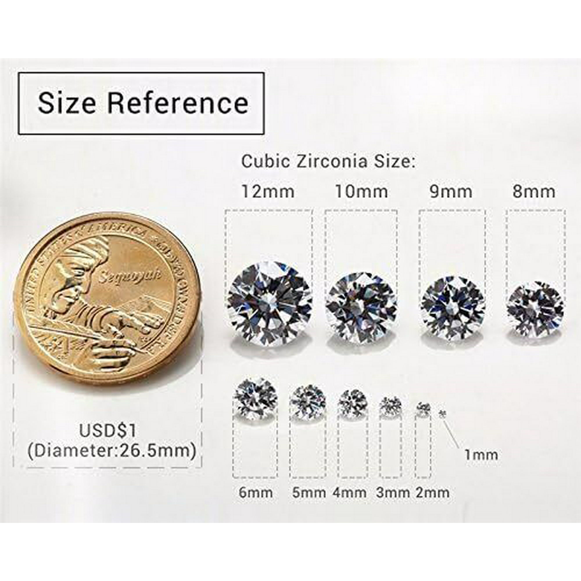 1000pcs 5A White Cubic Zirconia Loose Stones CZ Round Gems For Jewelry Making DIY