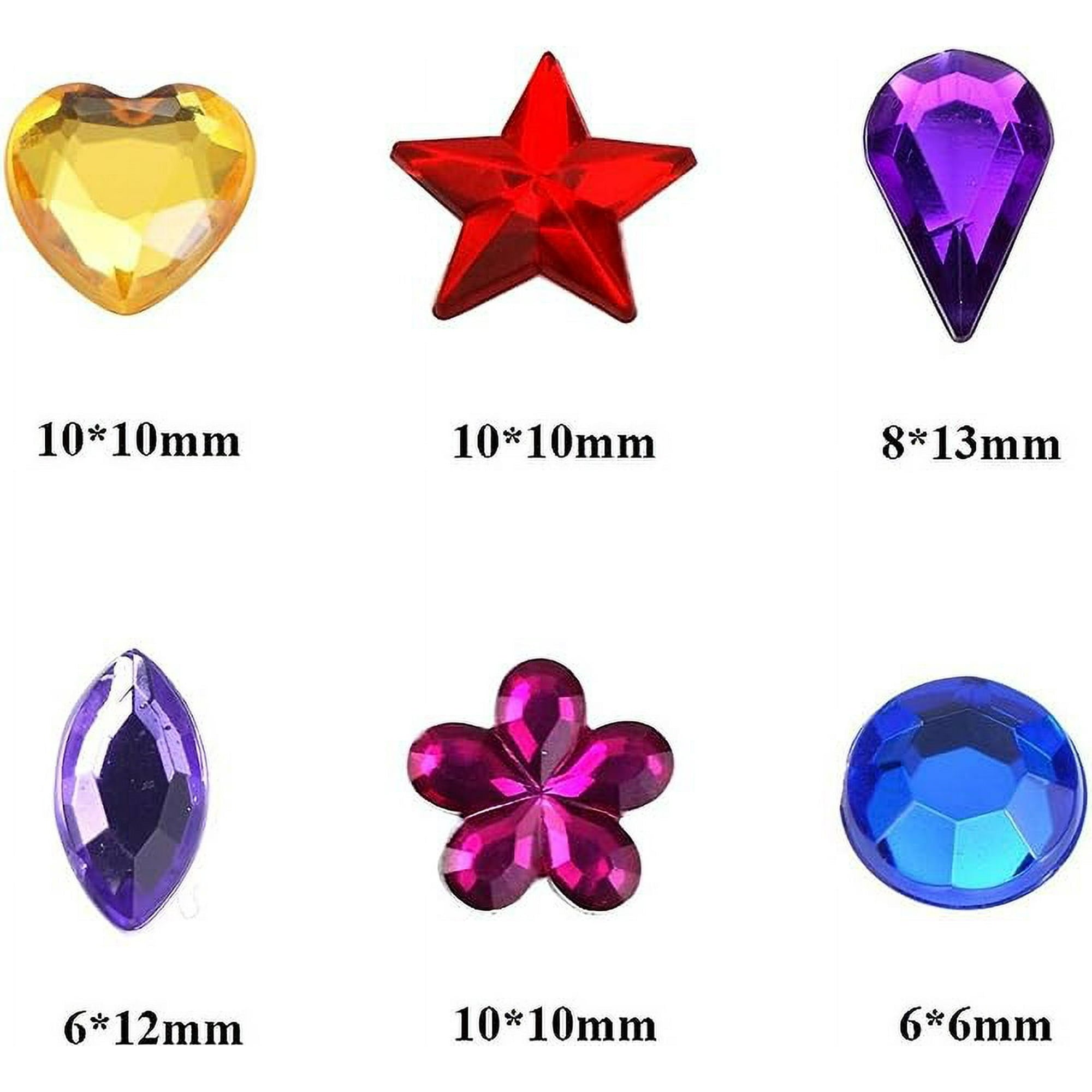 Craft Gemstone Acrylic Flatback Rhinestones Jewels for Crafting Embellishments Gems, 6 Shapes, 6-13mm,600pcs