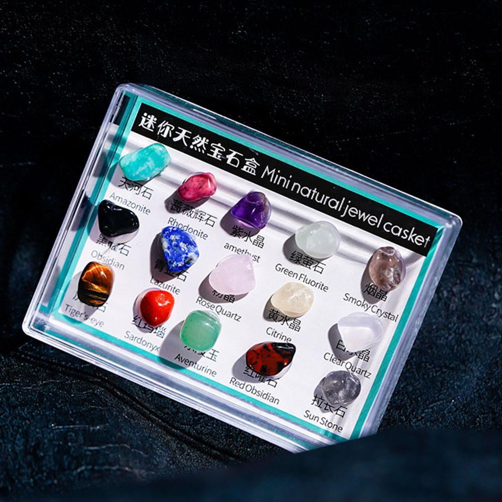 15/24 pcs Rock Gems In Collection Box Crystal Natural Mineral Gift DIY йд аτ ◇у 9CT1