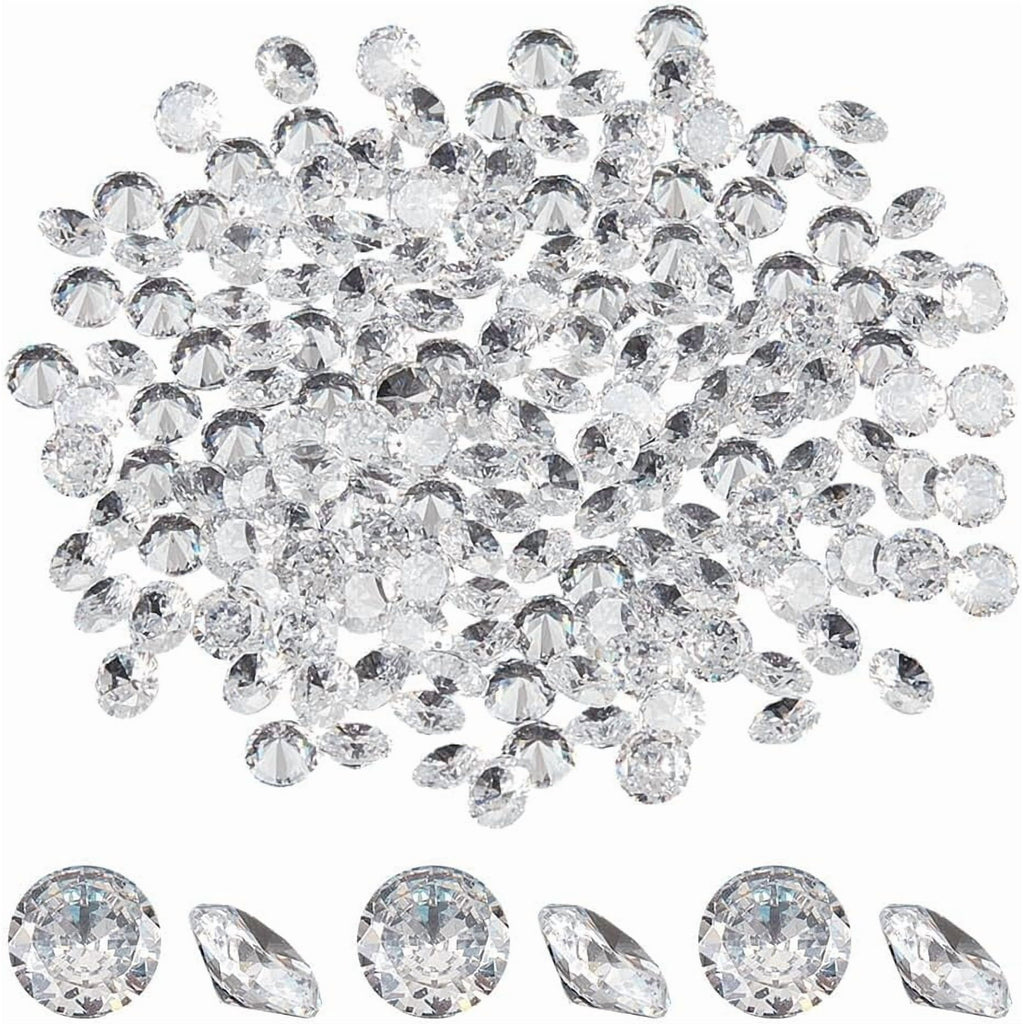 1500Pcs Tiny Cubic Zirconia Faceted Rhinestone Cabochons 2mm Grade A Clear Pointed Back Cabochons Diamond Small Loose Stone Gems for DIY handcrafting