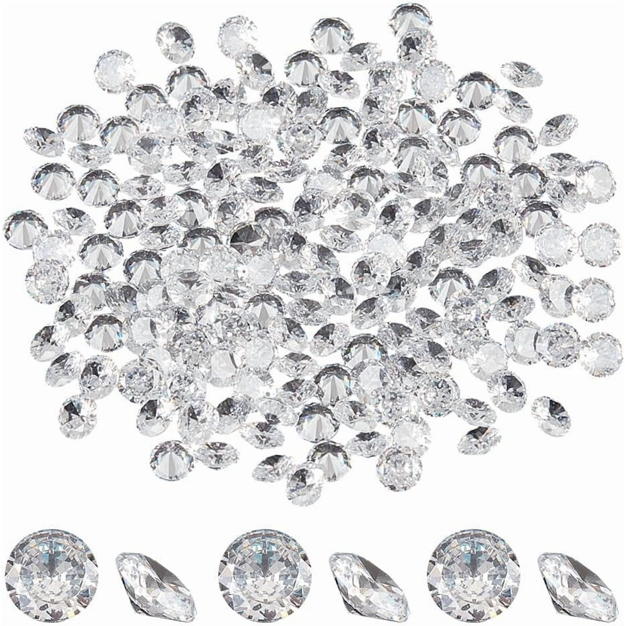 1500Pcs Tiny Cubic Zirconia Faceted Rhinestone Cabochons 2mm Grade A Clear Pointed Back Cabochons Diamond Small Loose Stone Gems for DIY handcrafting