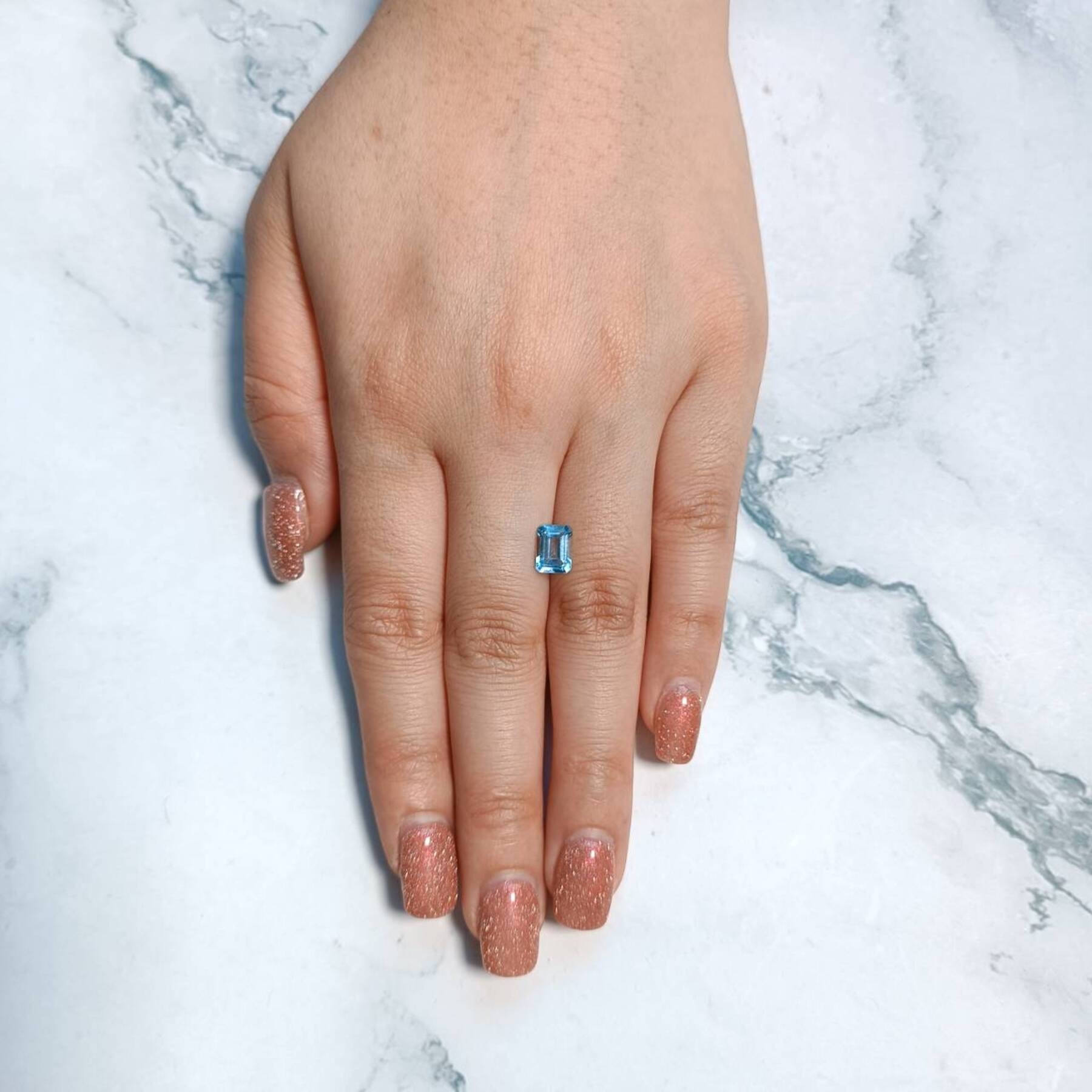 Certified Real 2 Carat Sky Blue Topaz Emerald Shape Step Cut 8x6 mm Loose Gemstone December Birthstone