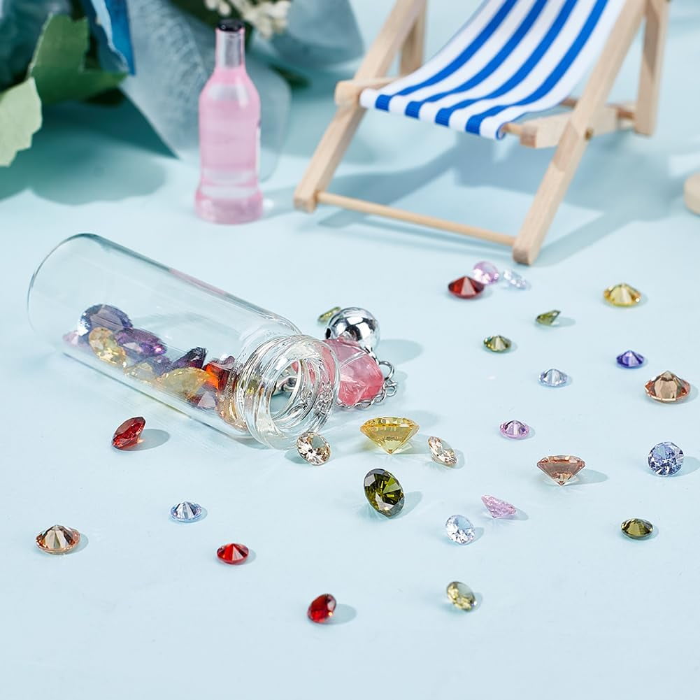 104 Pcs 8 Sizes Clear Cubic Zirconia Stone Loose CZ Stones Faceted Cabochons Rhinestone Pointed Back Diamante Gems for Nail Art Earring Bracelet Pendants DIY Craft Making