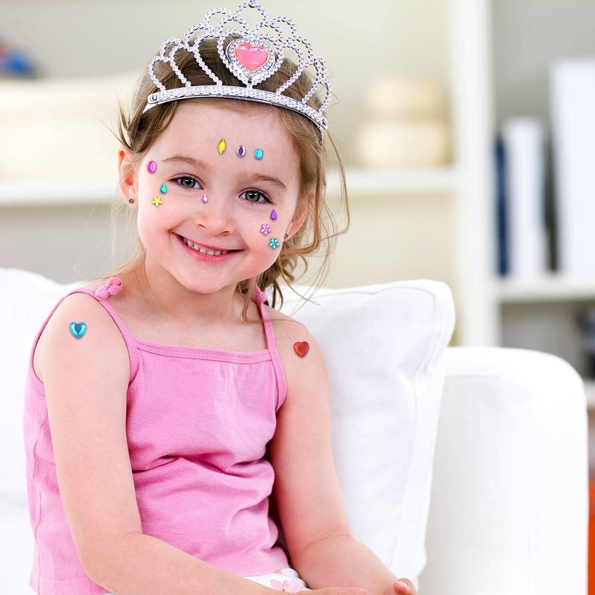 1200 Pack Acrylic Flatback Rhinestones Jewels Craft Gems Jewels Crafts Gemstone Pirate Treasure Jewels Jewels Stickers Rhinestones Party Arts Decoration for Kids Colorful Bling Crystal (12 Shapes)