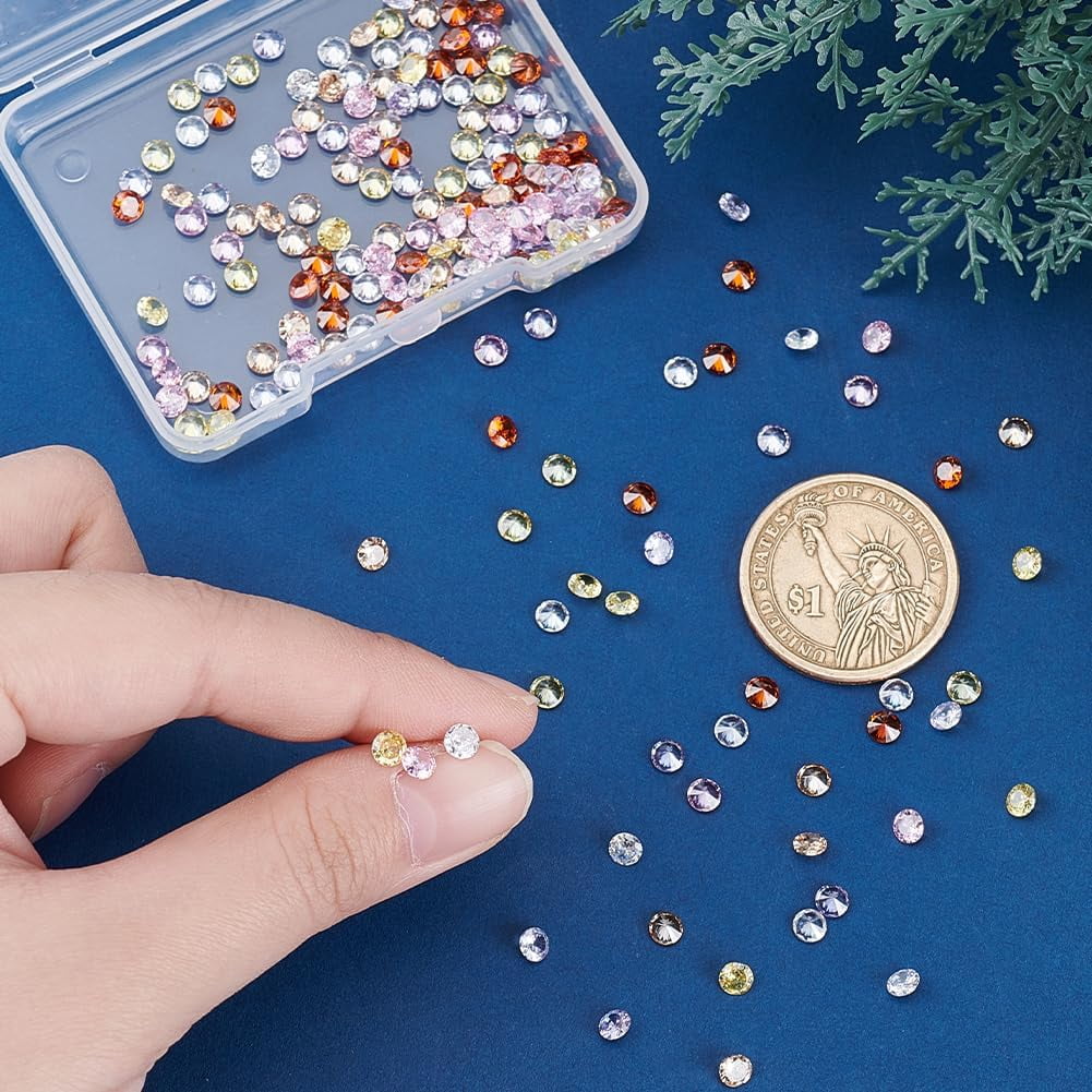 180pcs 6 Colors Cubic Zirconia Stone 4mm Grade A Faceted CZ Diamante Rhinestone Gems Small Zirconia Gems Cabochons Loose Stones for Ring Earring Bracelet Nail Art DIY Jewelry Making