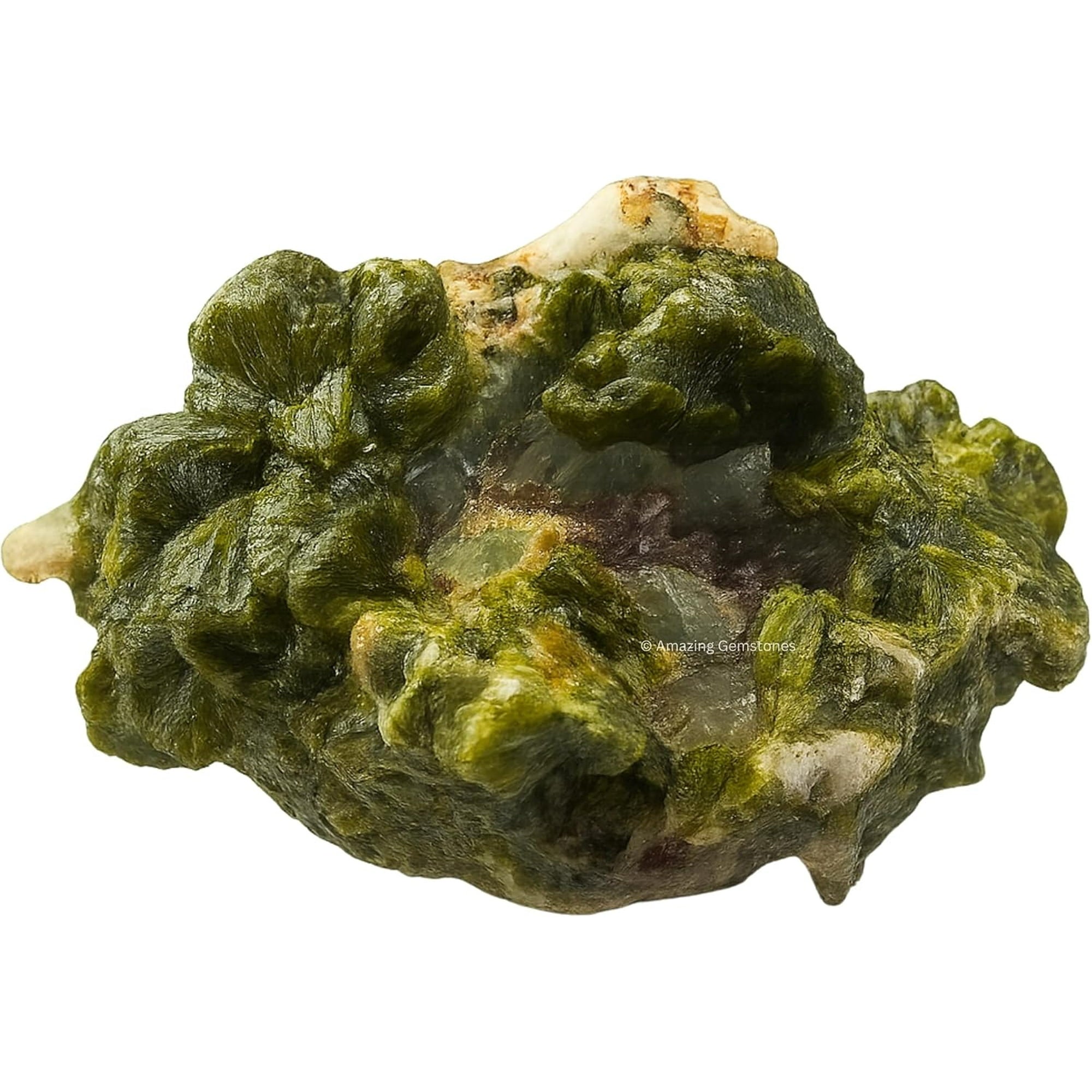 Epidote Crystals and Healing Stones Mineral Specimen - Premium Semi Precious Gem Stones for Spiritual Growth - Healing Geode Cluster for Meditation