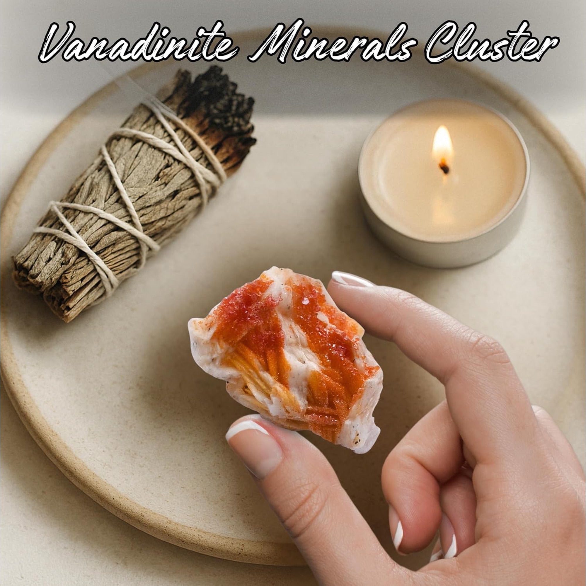 Vanadinite Crystals and Healing Stones Mineral Specimen - Premium Semi Precious Gem Stones for Spiritual Growth - Healing Geode Cluster for Meditation